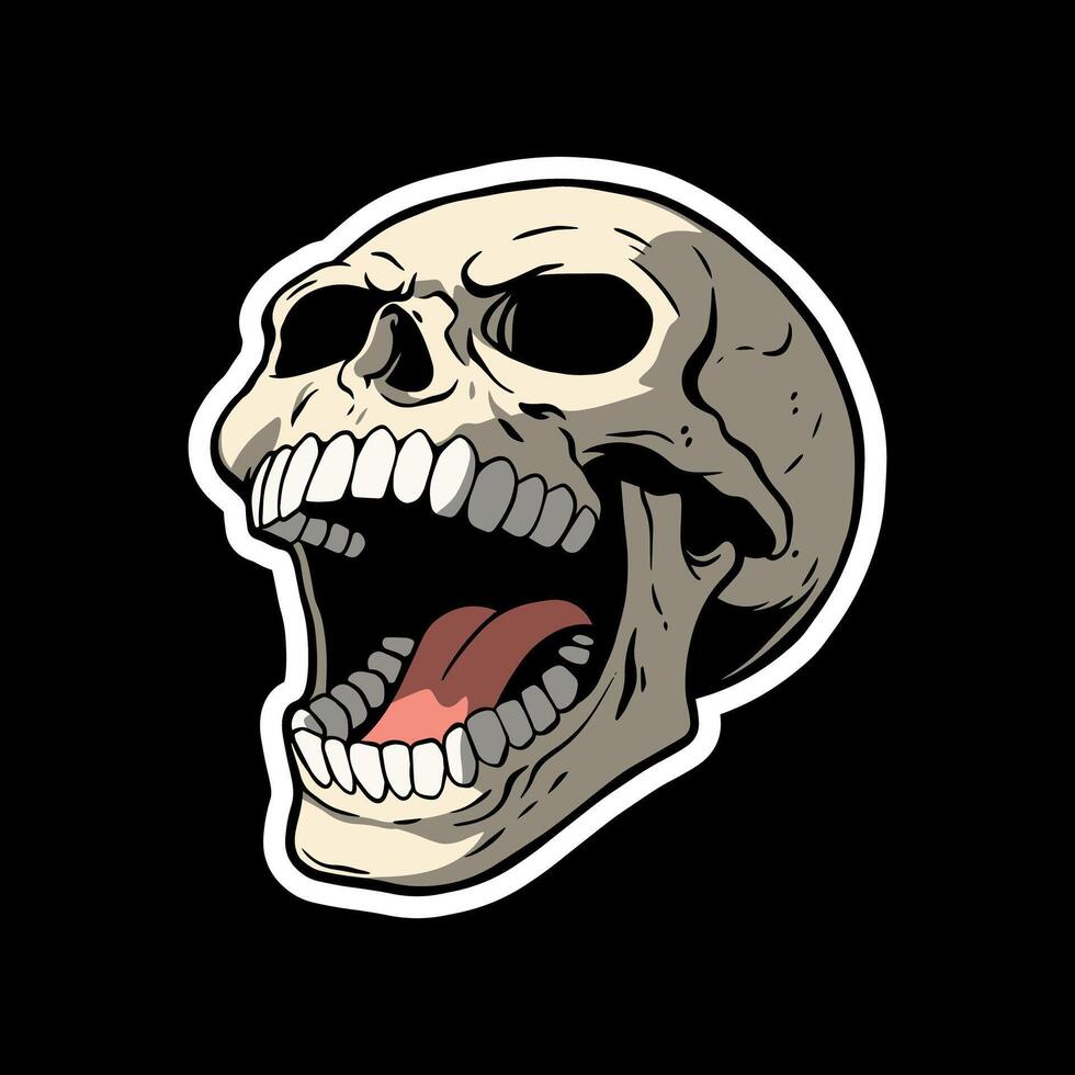 angry skull art illustration hand drawn for stickers logo poster etc vector