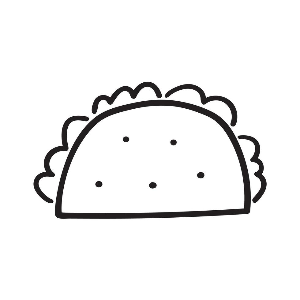 Taco. Outline isolated icon. Hand drawn illustration on white background. vector