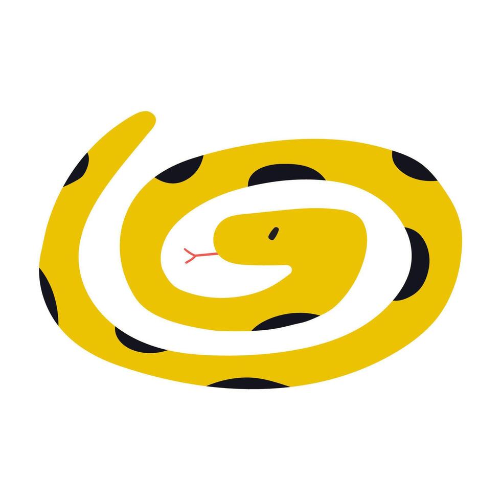 Yellow cute snake. Childish design. Hand drawn illustration on white background. Flat design. vector