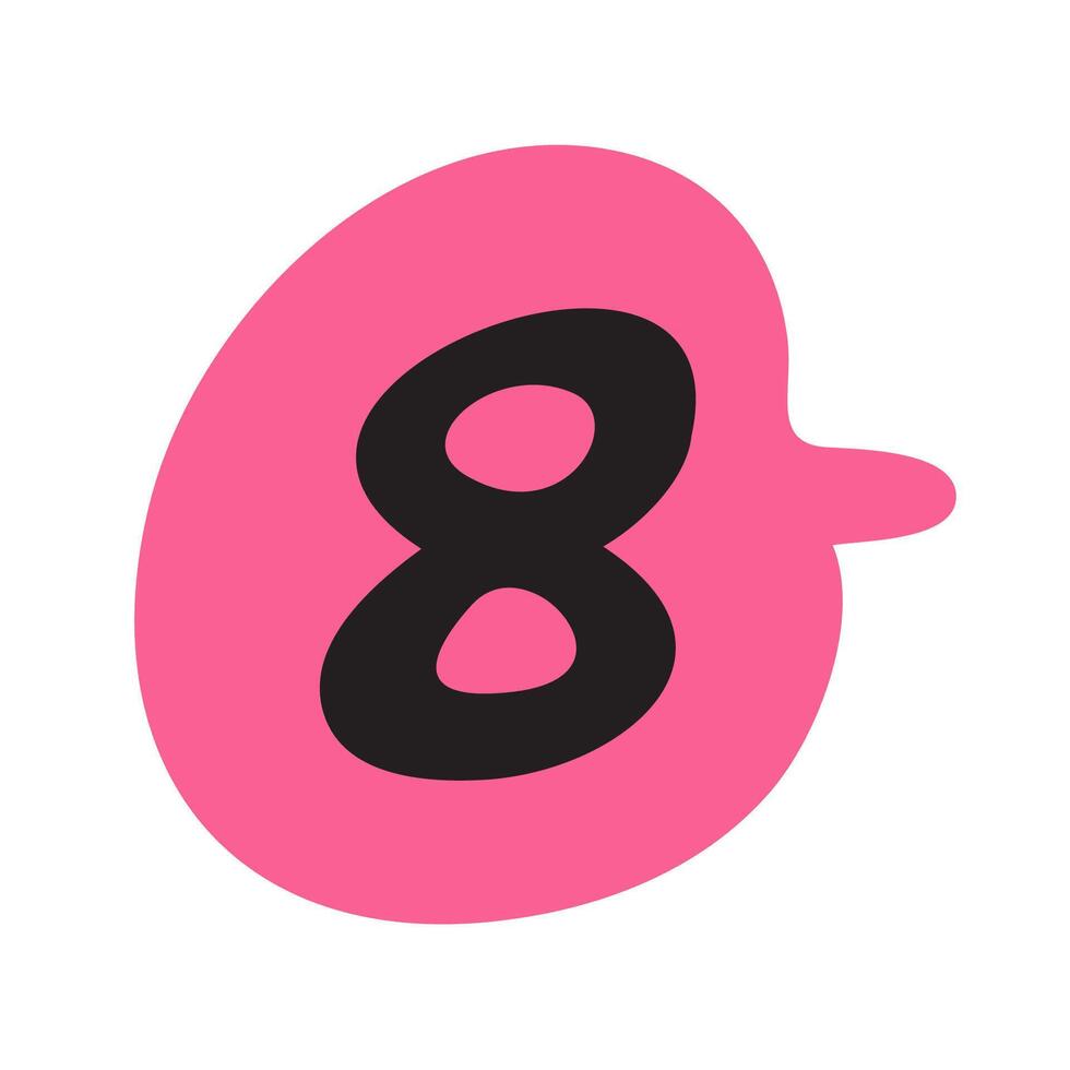 Number 8. Red speech bubble. Flat illustration on white background. vector