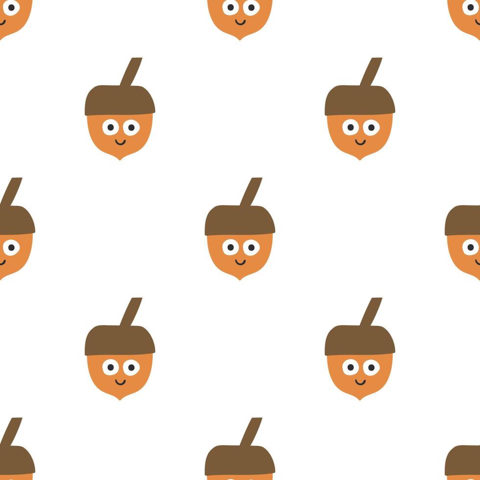 Seamless pattern. Cute hazelnut. Illustration on white background. vector