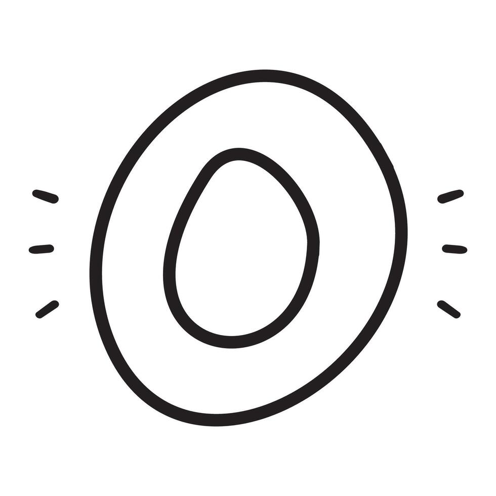 Hand drawn number 0. Outline icon. Illustration on white background. vector