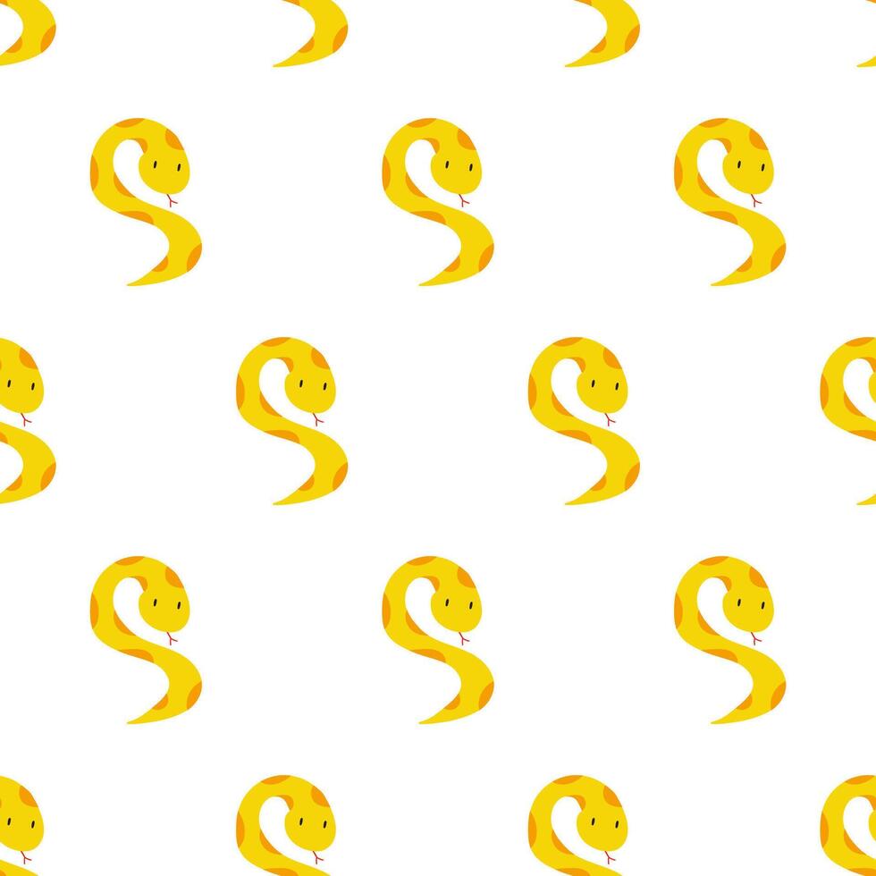 Seamless pattern. Yellow snakes. Illustration on white background. vector