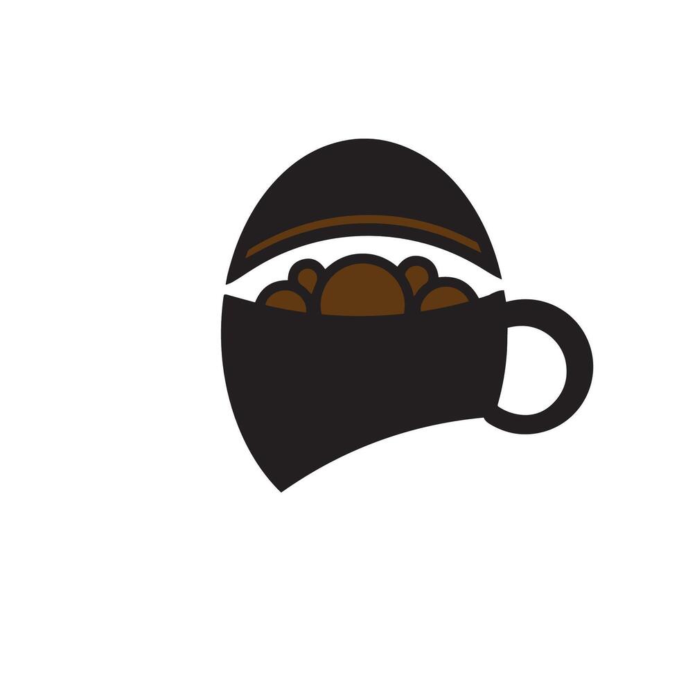egg-shaped coffee cup logo, egg cup icon vector