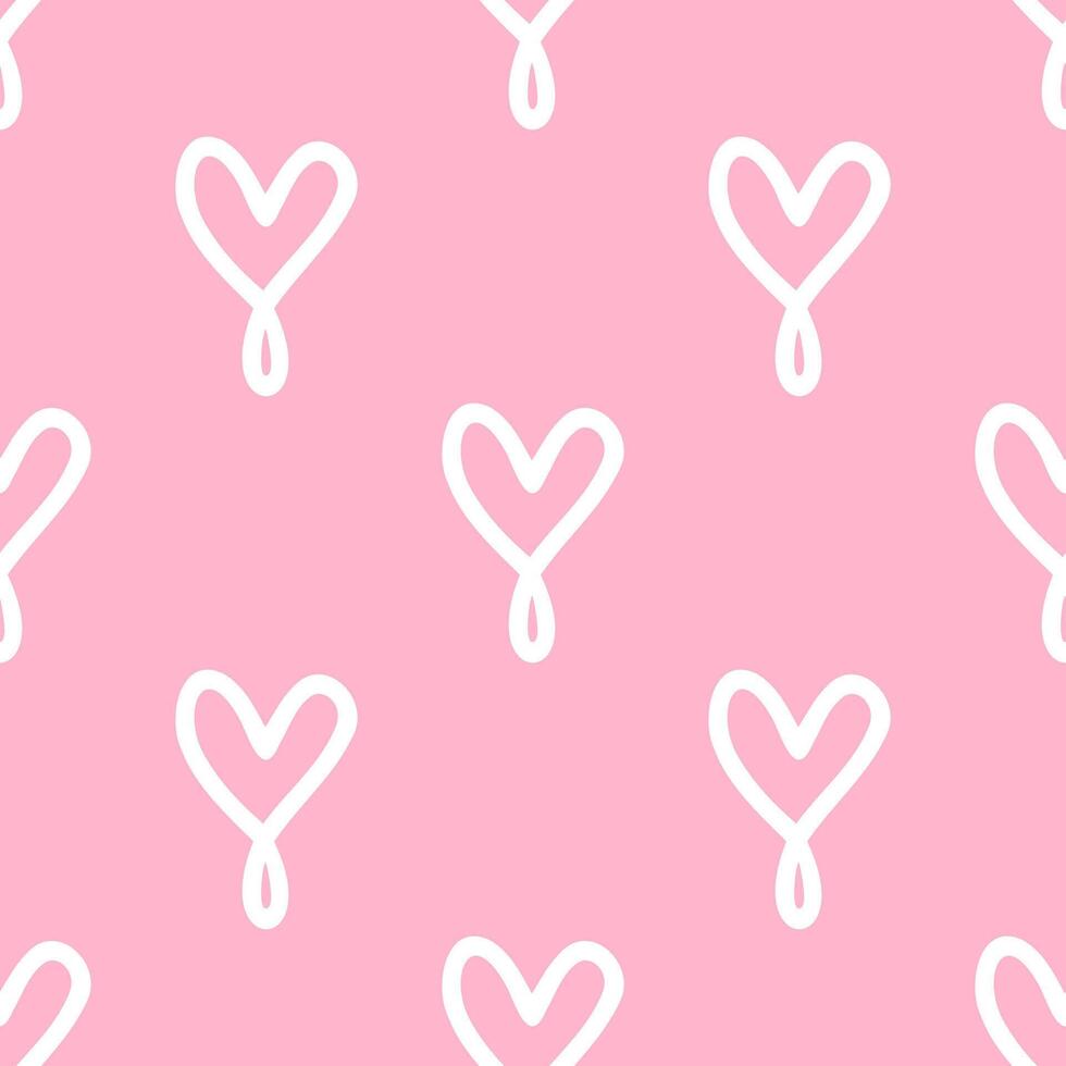 Seamless patterns of Cute hearts cartoon doodle on pink background. vector