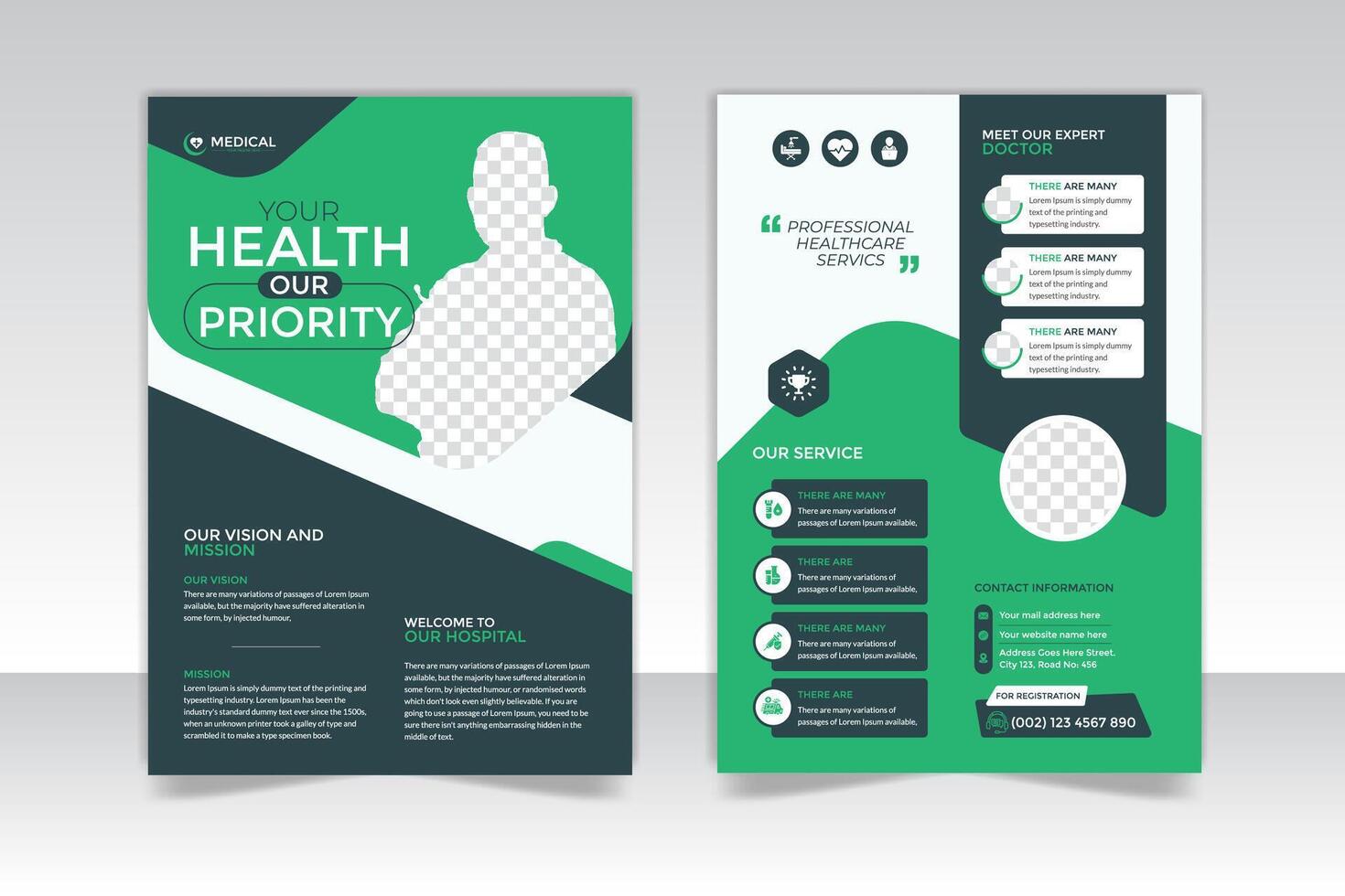 Medical advertising 2 page flyer template design 50663251 Vector Art at