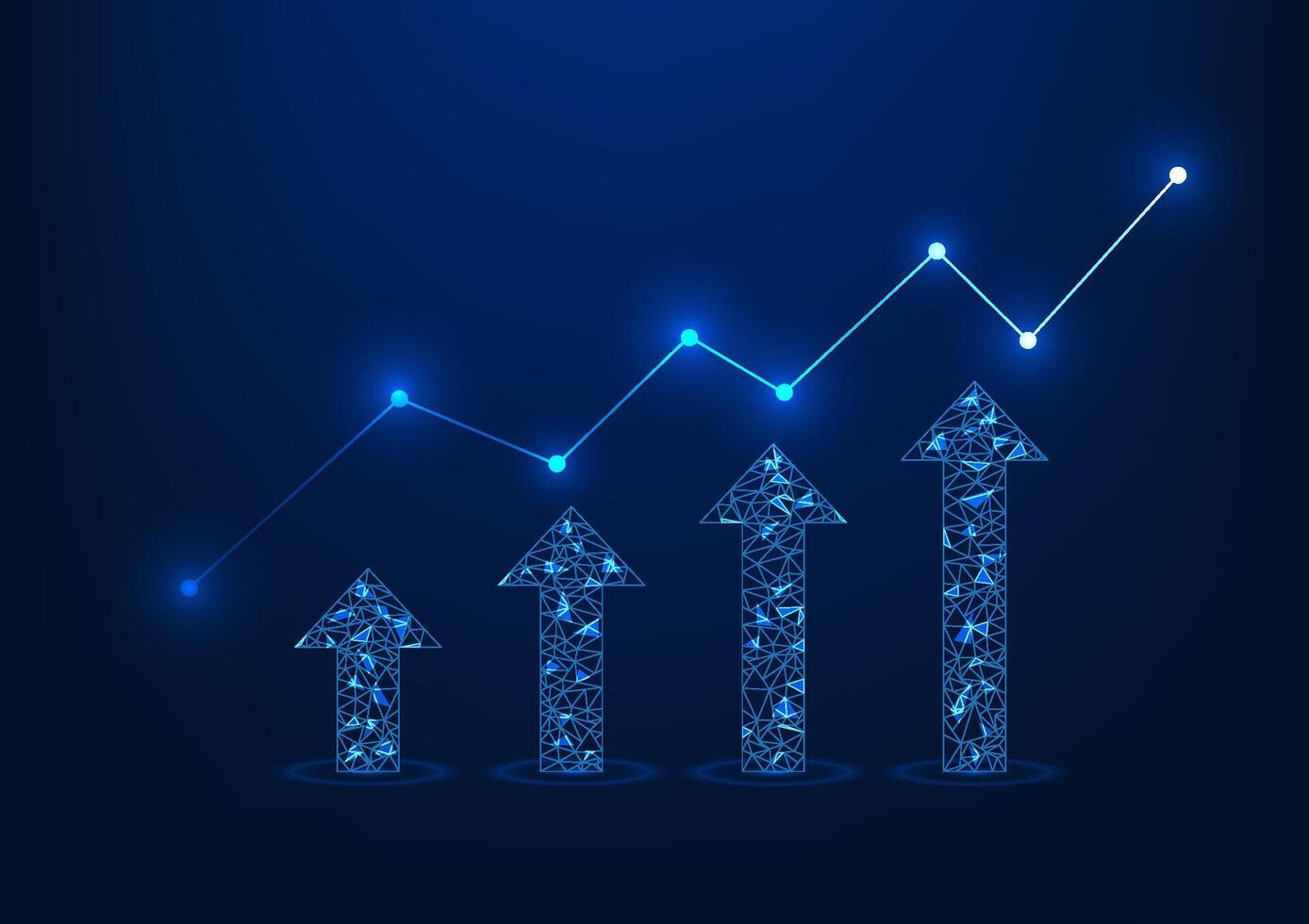 Stock chart showing significant growth trends with an upward arrow, indicating an interesting investment opportunity. Suitable for financial articles or market analysis. vector