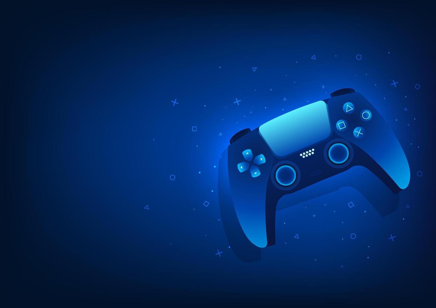 Technology background of a game is composed of geometric elements, showing how to control the game console with a game vector