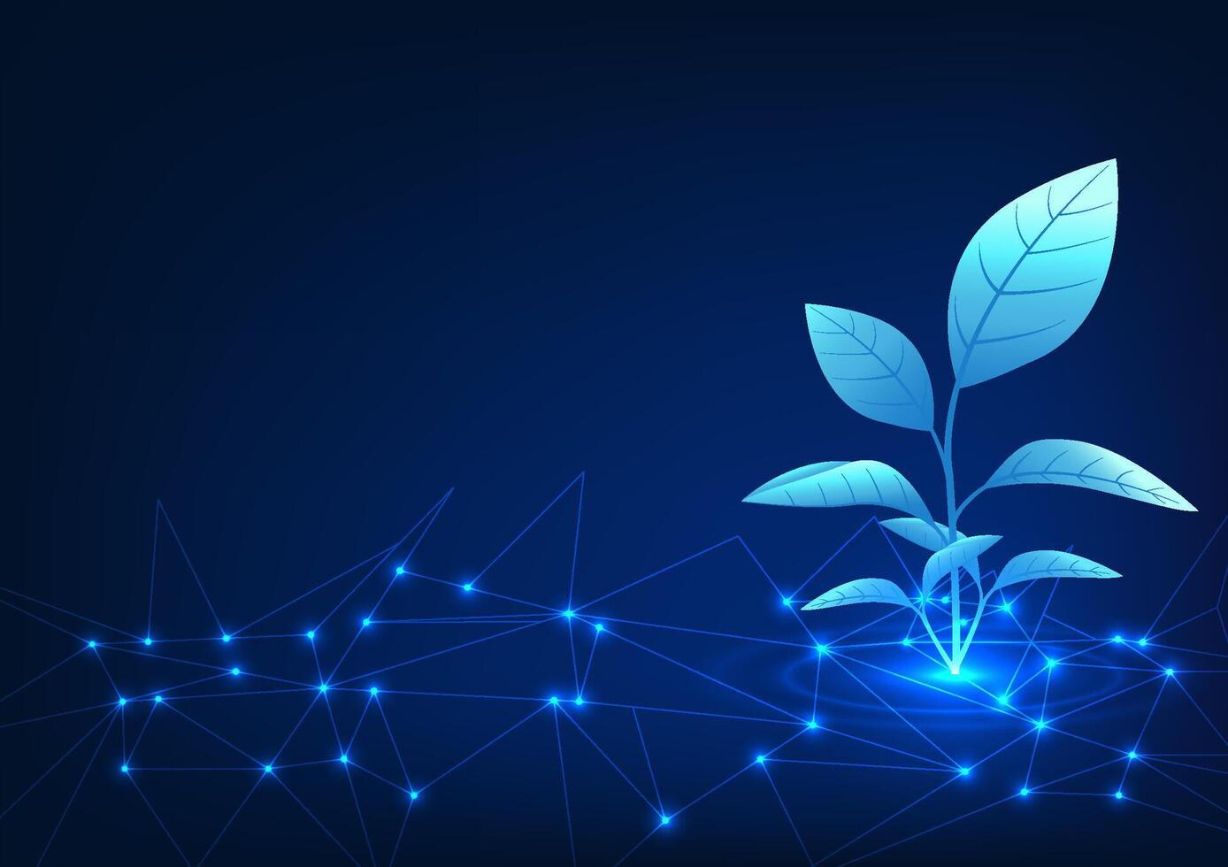 Smart Farm Technology Plants with smart network connections demonstrate the conductivity of green farming data. Green Technology is developed to reduce the harmful impact on the environment. vector