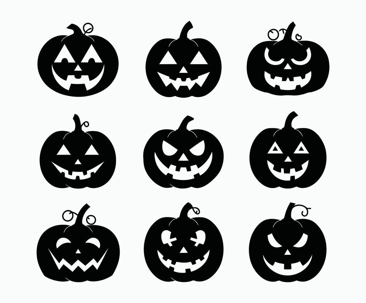 Stylish Stackable and Playful Pumpkin Silhouettes File Illustration Template vector