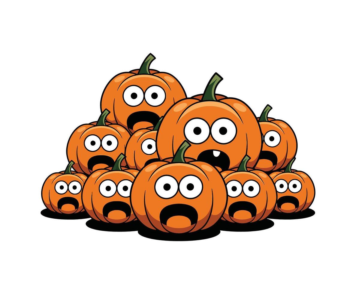 Set of Shocked Pumpkins with Wide Eyes vector