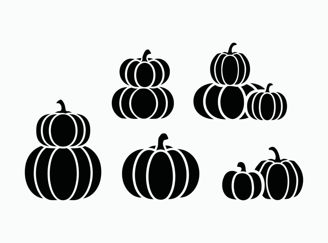 Collection of Elegant Pumpkin Silhouettes in EPS File Template vector