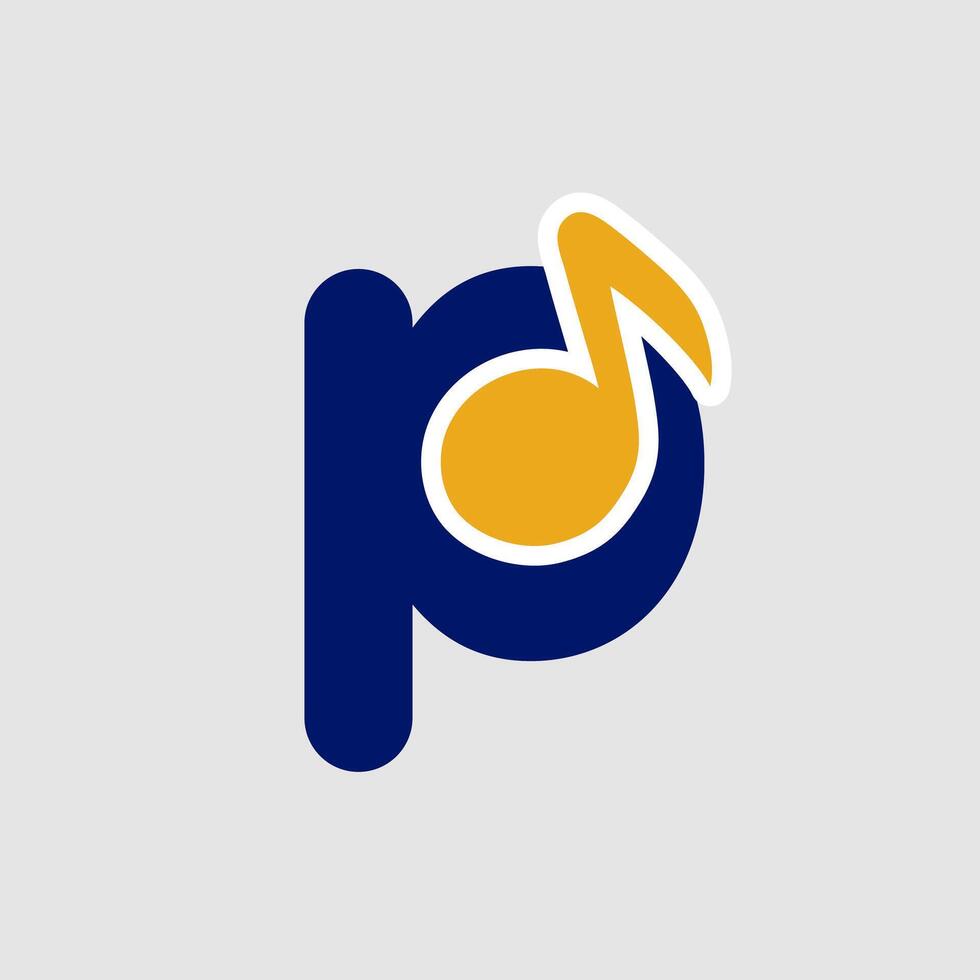 music note logo template letter p vector