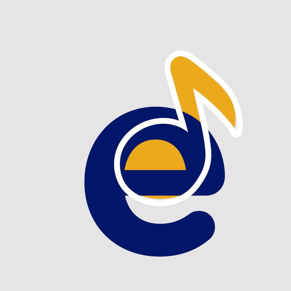 music note logo template letter e vector
