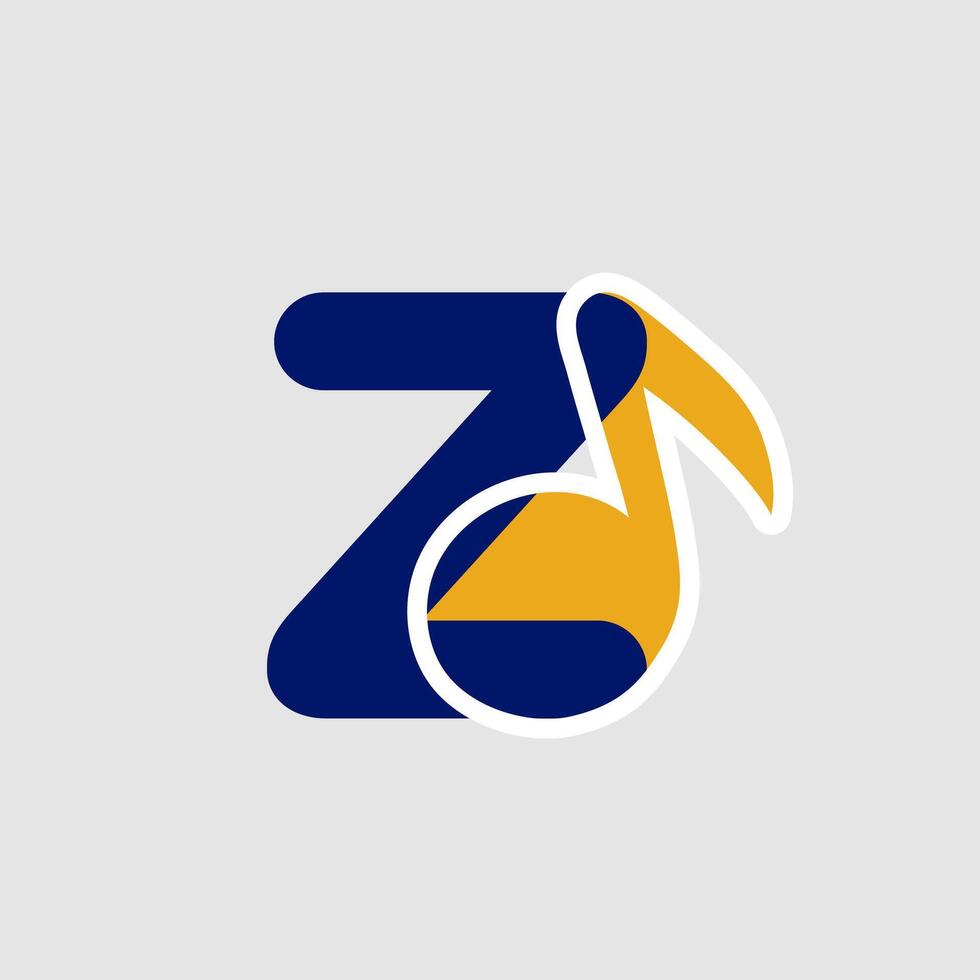 music note logo template letter z vector