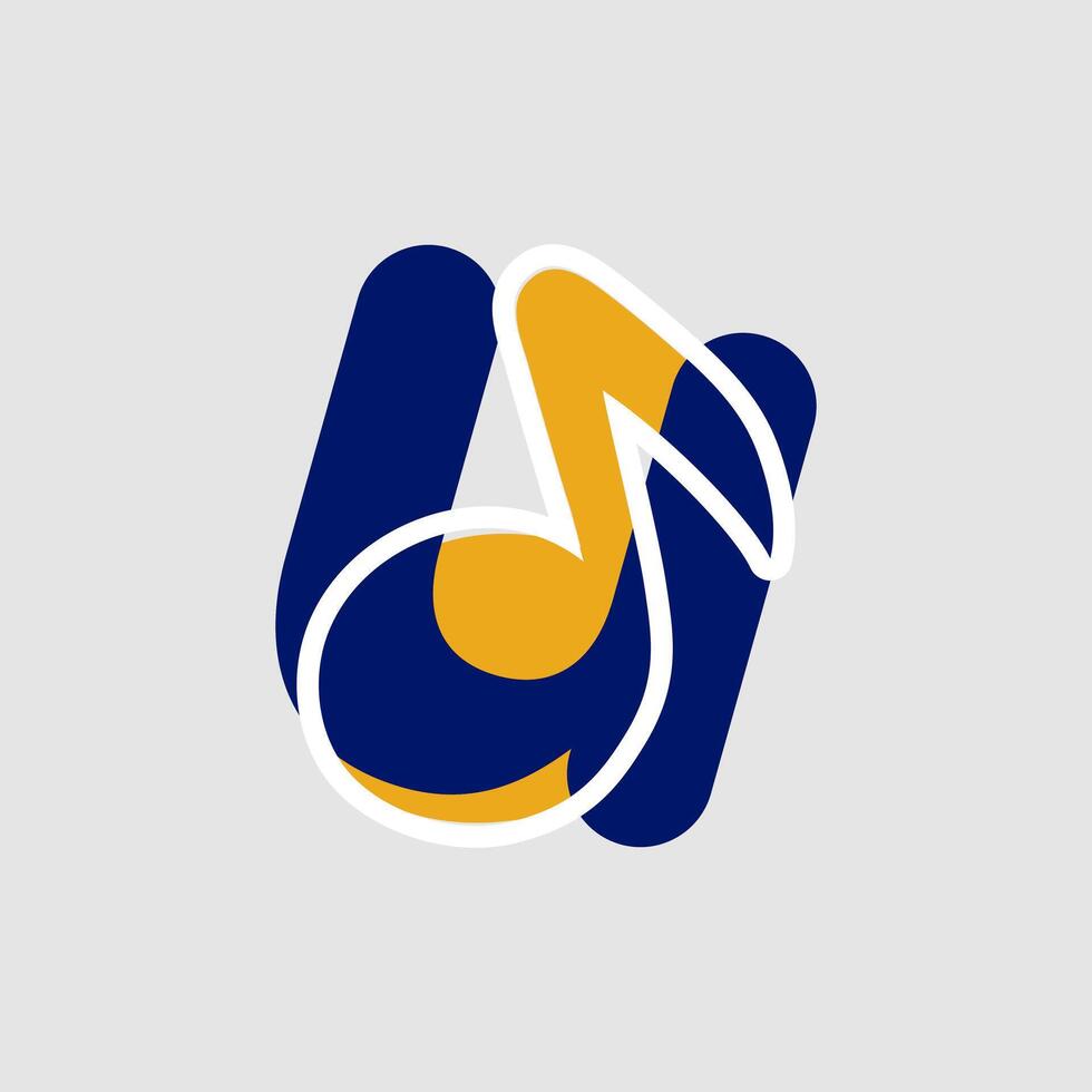 music note logo template letter u vector