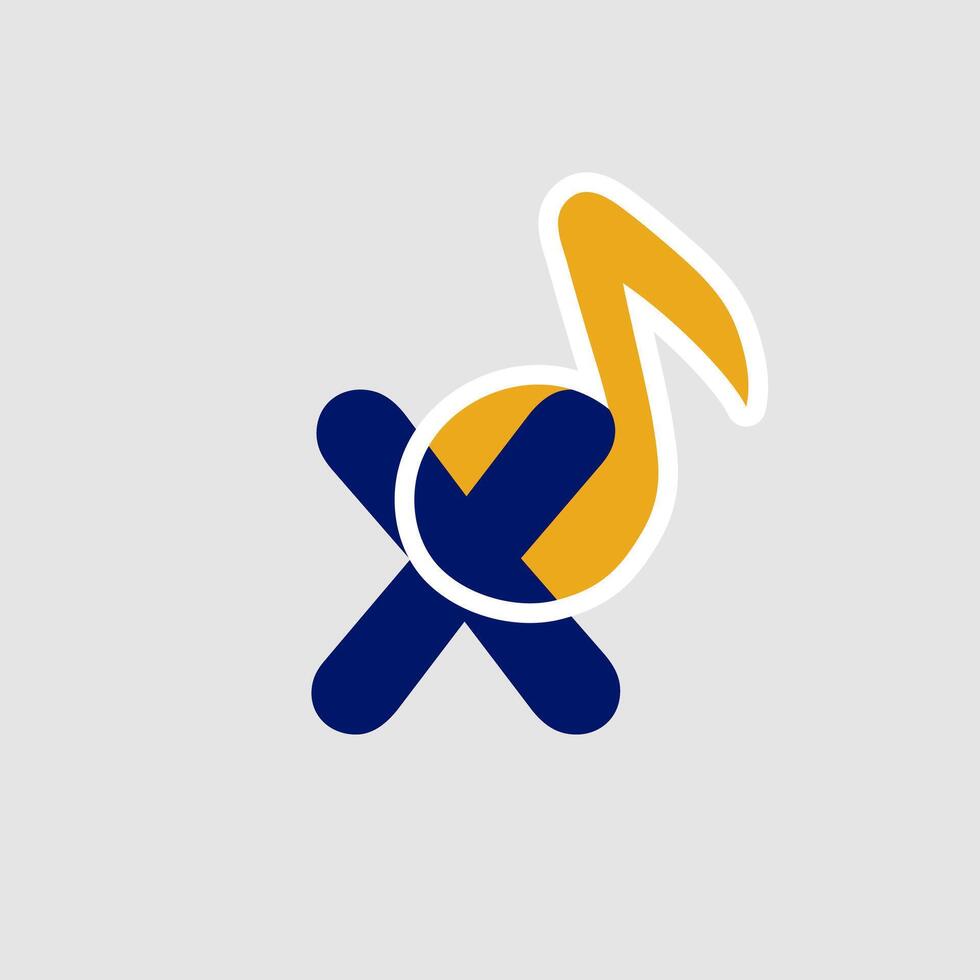 music note logo template letter x vector