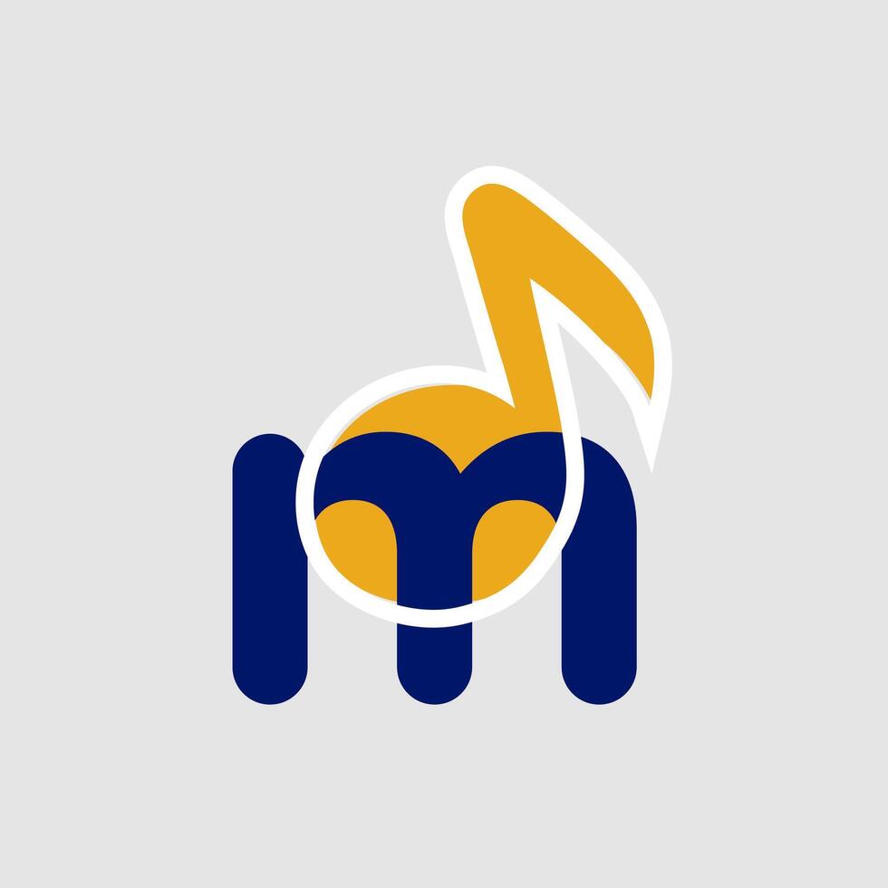 music note logo template letter m vector