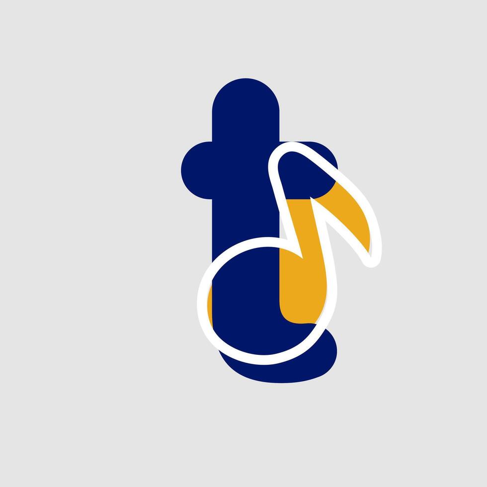 music note logo template letter t vector