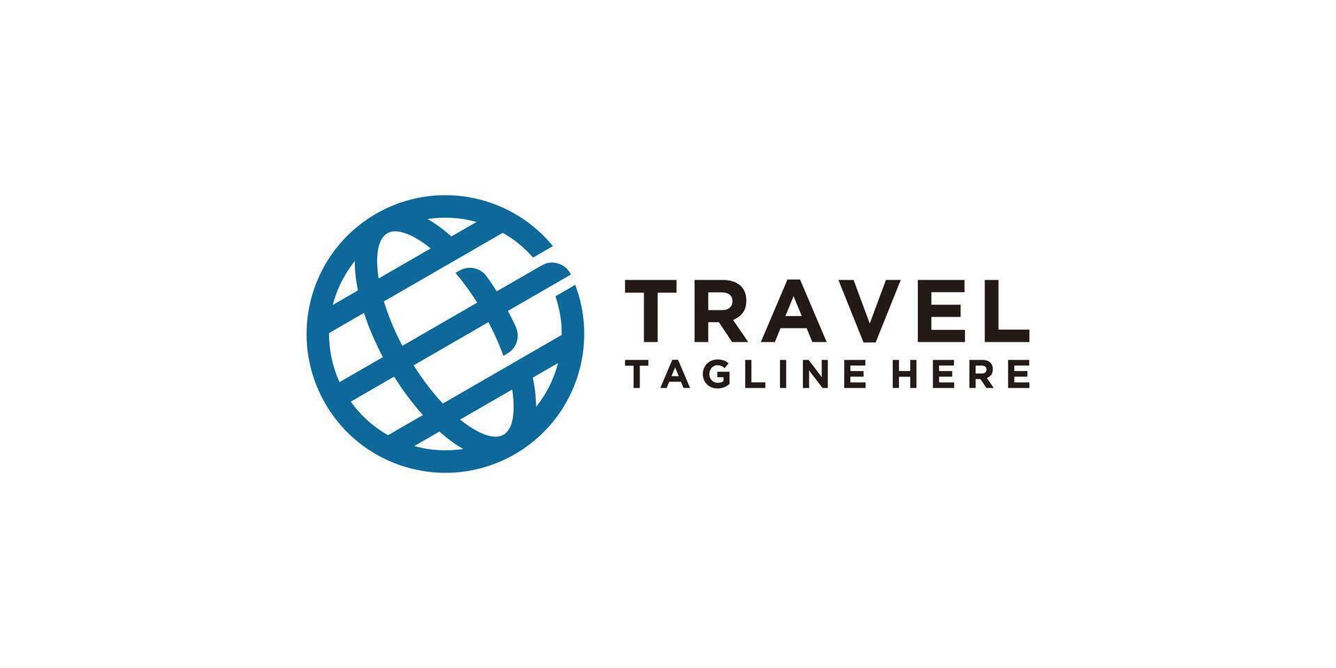 travel logo design, combination of earth and plane, trip, adventure, logo design , icon, symbol, idea, creative. vector