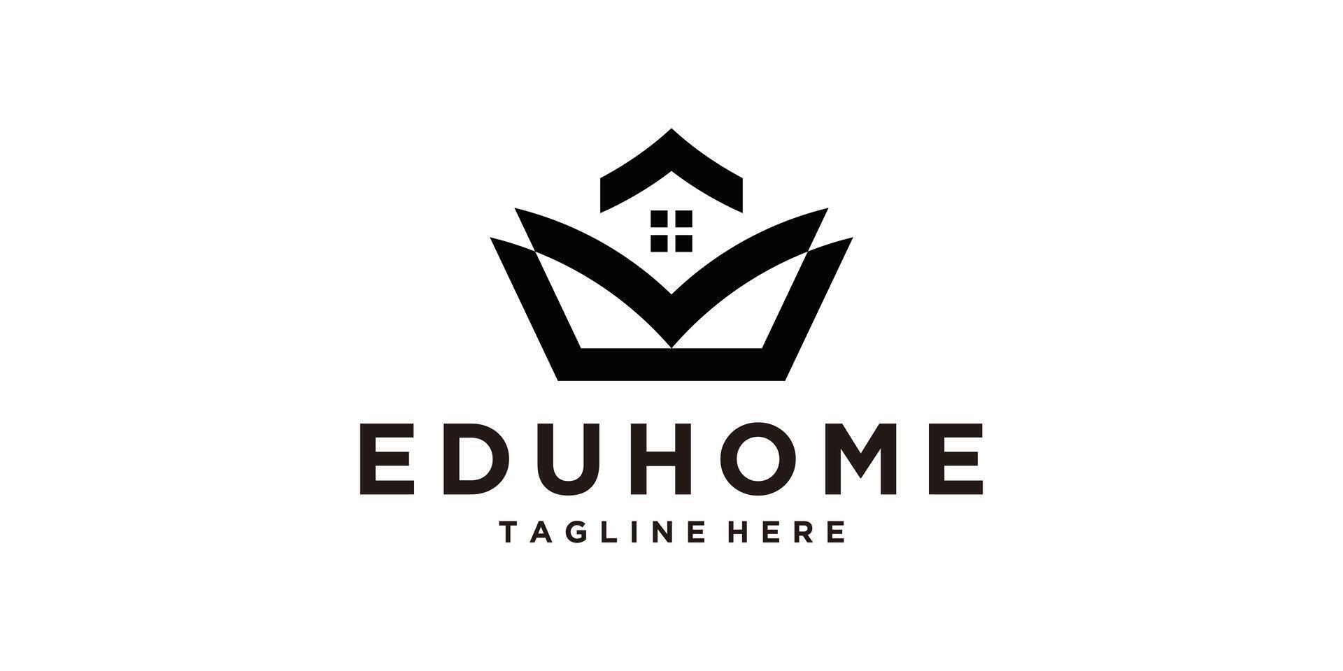 education logo design, combination of books and houses, learning, collage, logo design , icon, symbol, idea, creative. vector