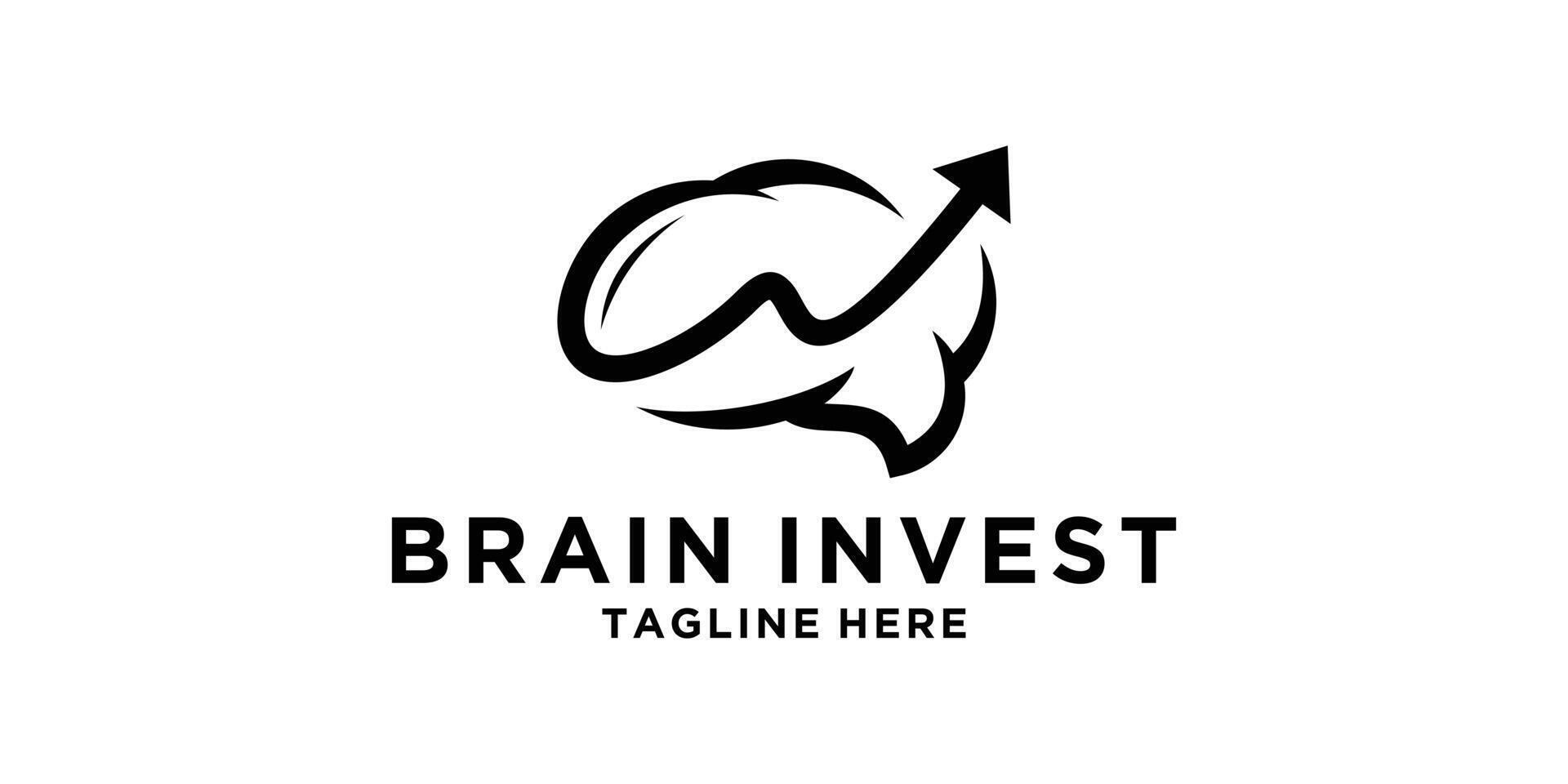 logo design combination of brain and arrow, investment, intelligence, profit, smart, logo design , icon, symbol, idea, creative. vector