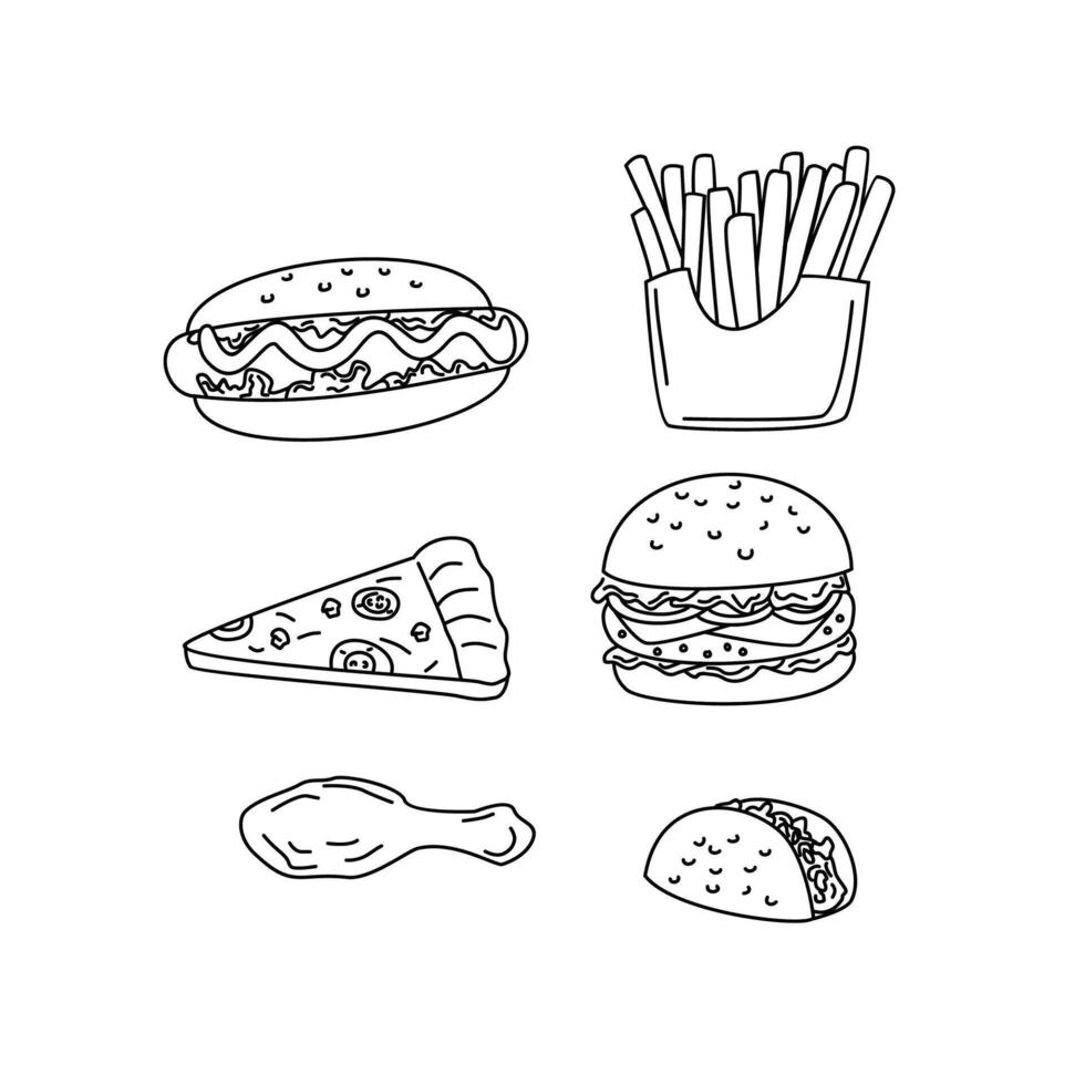set of junk food design. unhealthy food. vector