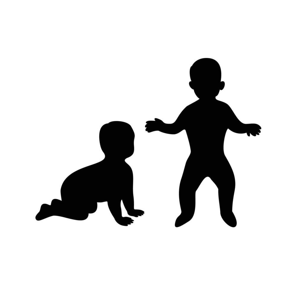set of baby silhouette design. happy children sign and symbol. vector
