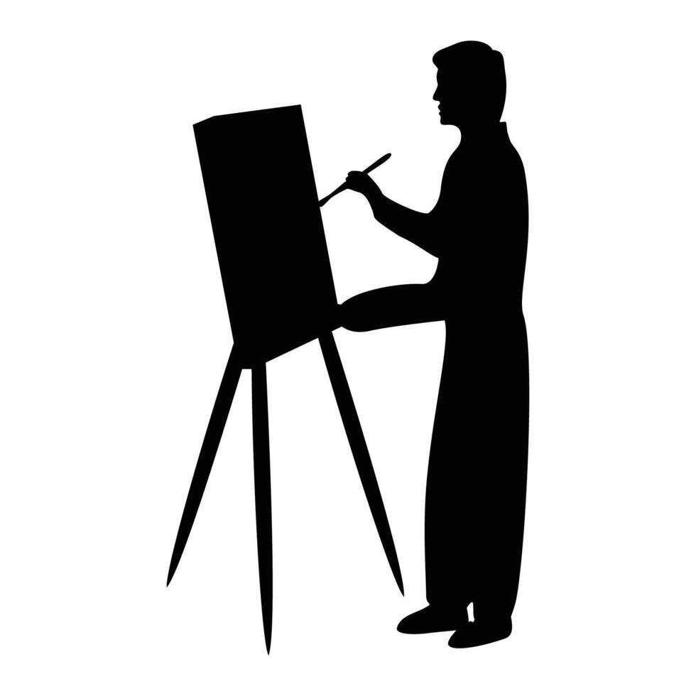silhouette of painting activity. creative painter background vector