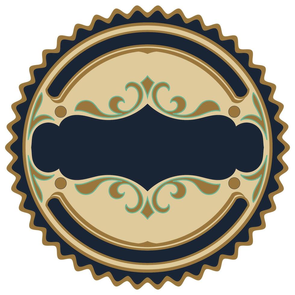 Vintage circle, vintage style decoration Navy and golden brown vector