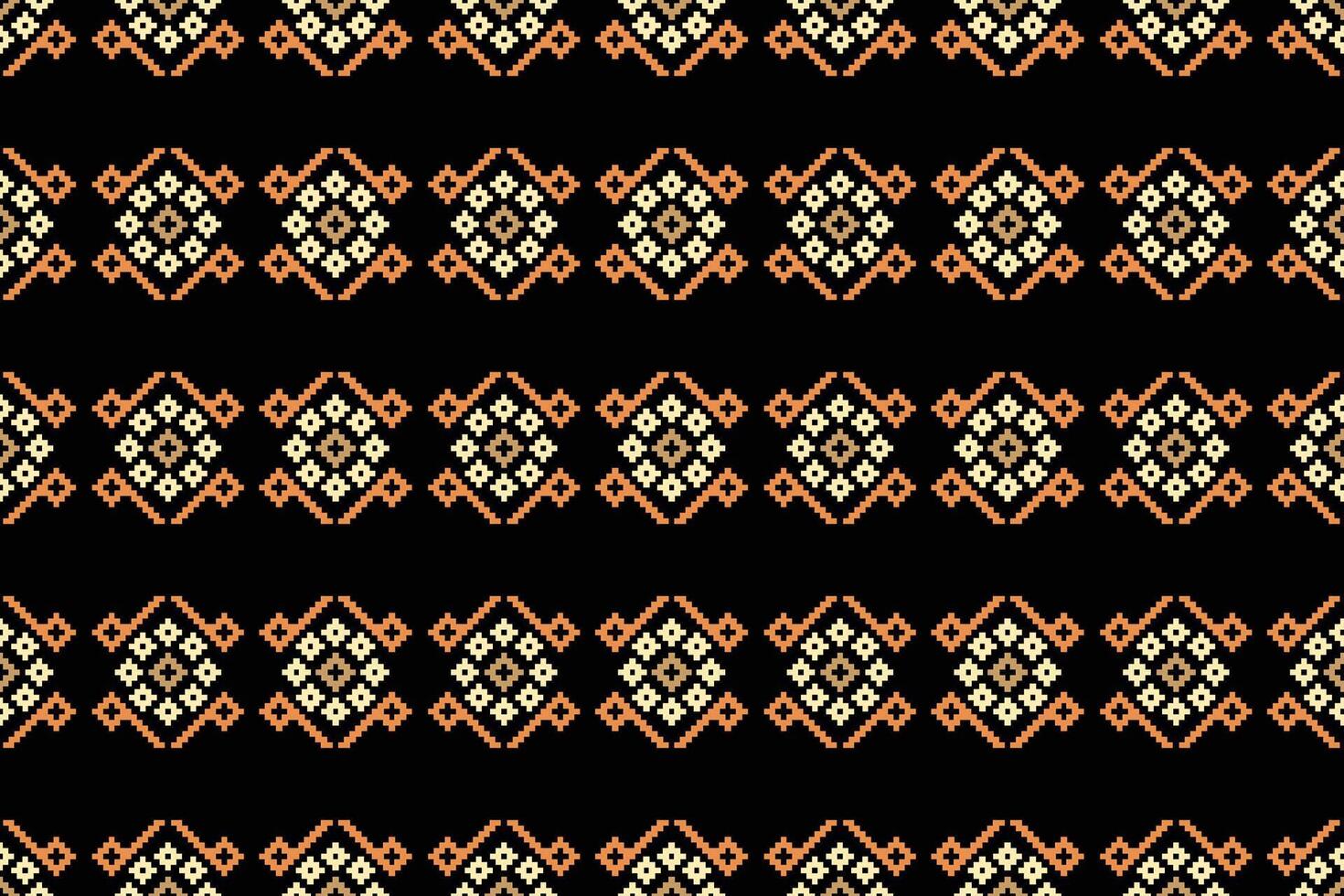 Motif pixel pattern black color background pattern cross stitch. vector