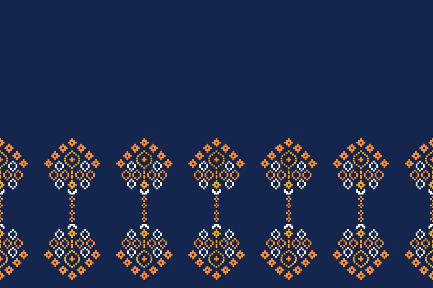 Pattern color blue background wallpaper pixel fabric motif pattern cross stitch art decor. vector