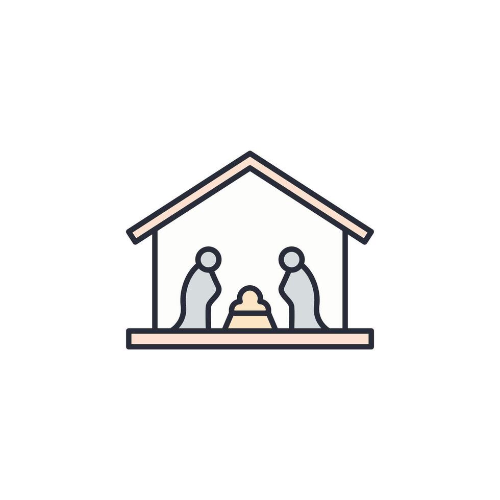 Nativity Scene icon illustration. Nativity Scene symbol isolated on white background vector