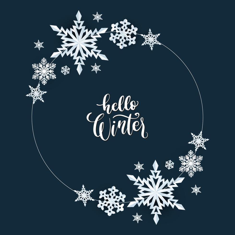 Hello Winter design background. Snow Icons. Snowflakes Icons. Winter Icons. Snow or Snowflake symbol. Snow. Snowflakes vector