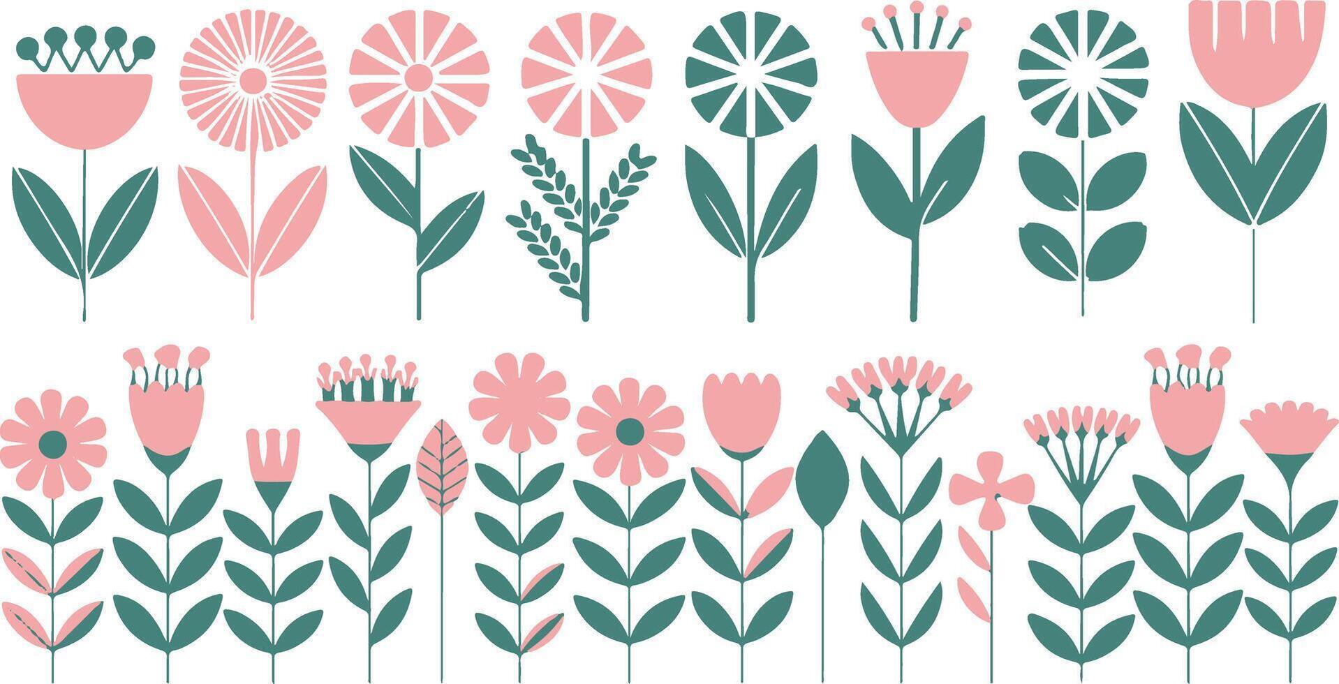 A set of flowers in different colors vector