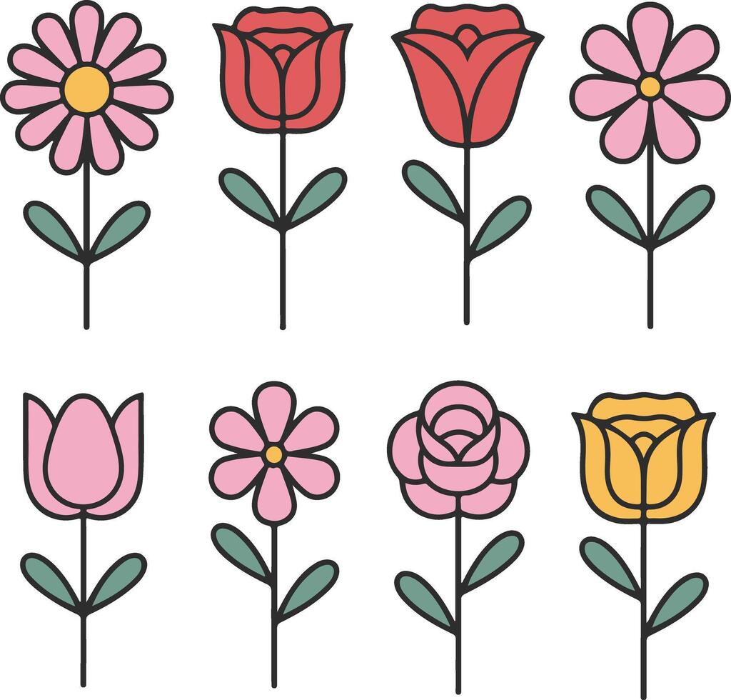 Set of hand drawn flowers vector