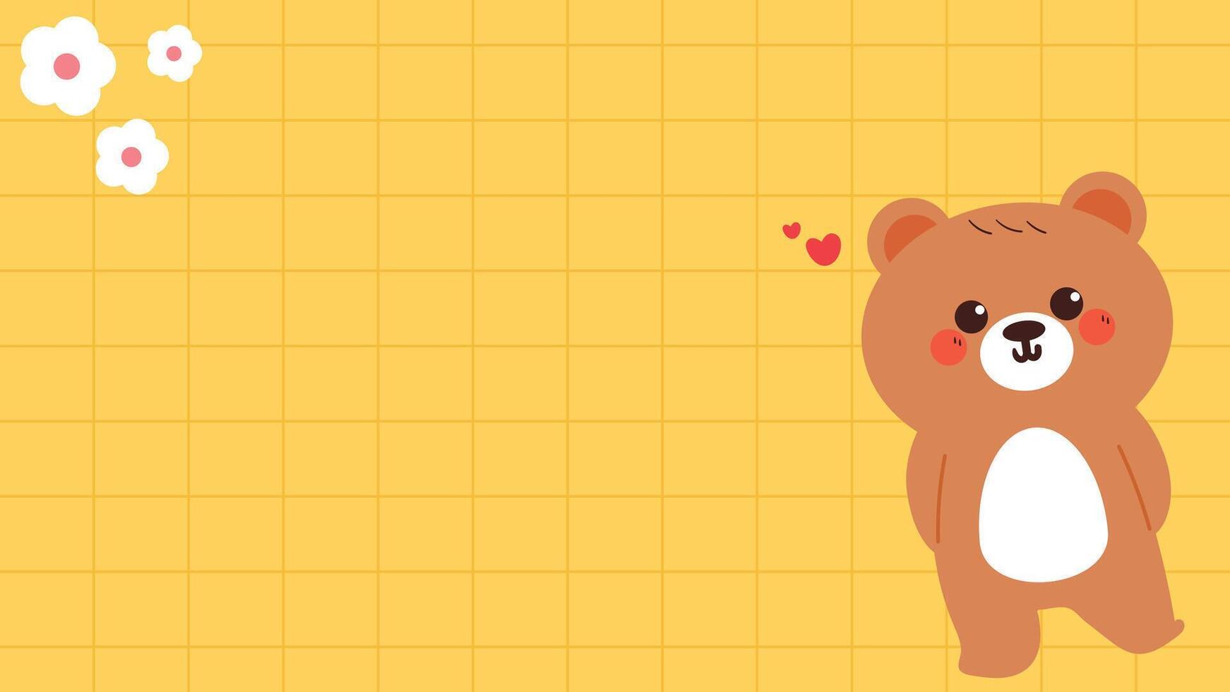 cute cartoon bear for dekstop background. cute computer wallpaper vector