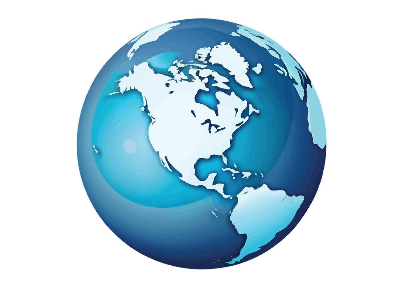 World Globe Map. North America Centered Map. Blue Planet Sphere Icon.eps vector