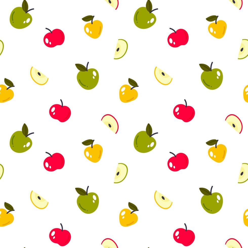 Seamless pattern with apples on white background vector