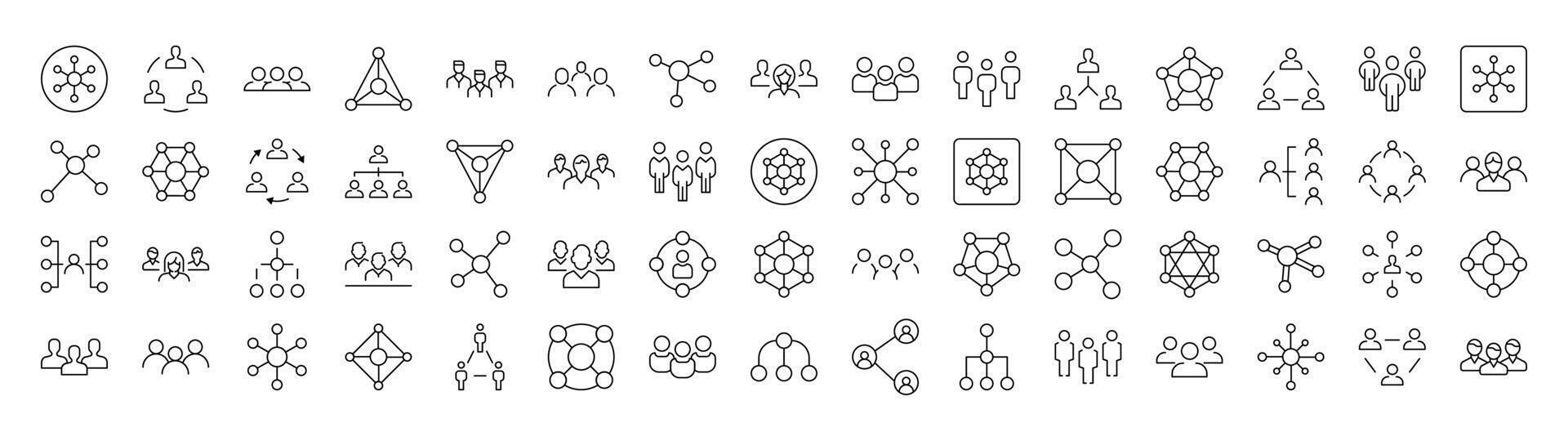 Simple Linear Icon of Company and Staff. Editable Stroke. Minimalistic Linear Pictogram for Design of Cards, Apps, Banners, Posts vector