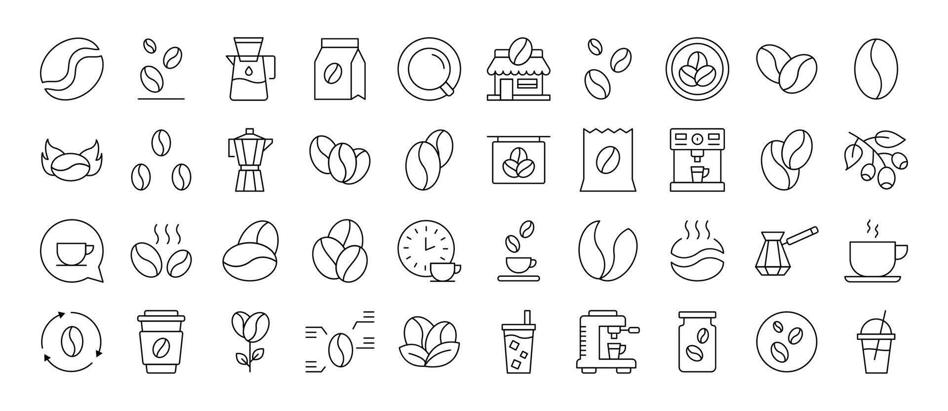 Set of Line Icons of Coffee. Editable Stroke. Minimalistic Linear Pictogram for Design of Cards, Apps, Banners, Posts vector
