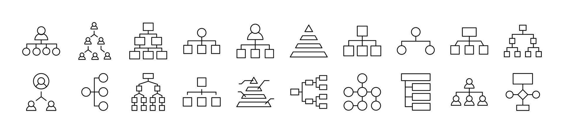 Hierarchy Line Icon Set. Editable Stroke. Minimalistic Linear Pictogram for Design of Cards, Apps, Banners, Posts vector