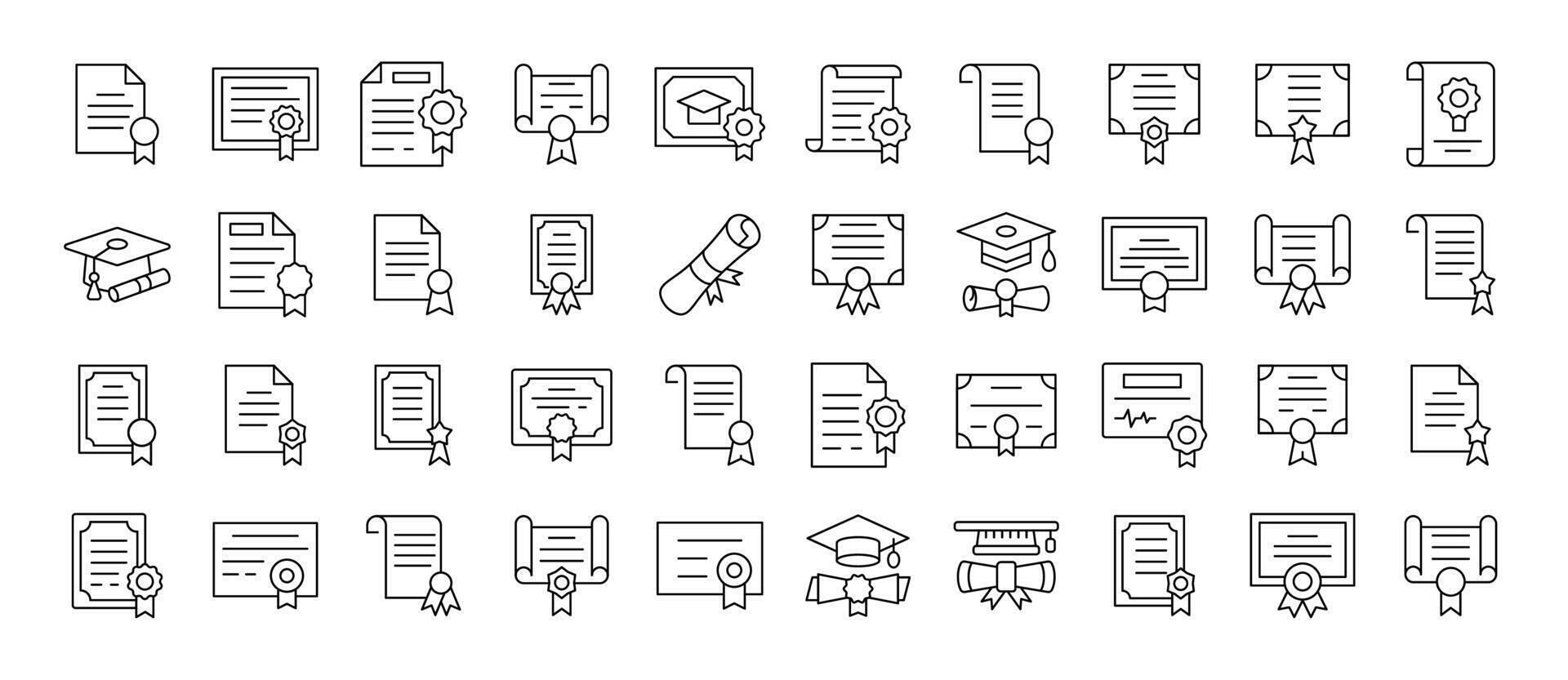 Award, Diploma, Certificate Simple Isolated Line Icons Collection. Editable Stroke. Suitable for Web Sites, Books, Cards, Apps vector