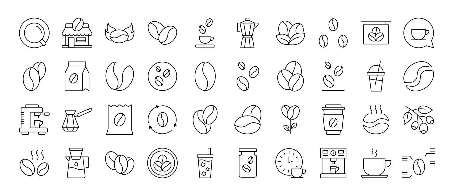 Pack of Line Icons of Coffee. Editable Stroke. Minimalistic Linear Pictogram for Design of Cards, Apps, Banners, Posts vector