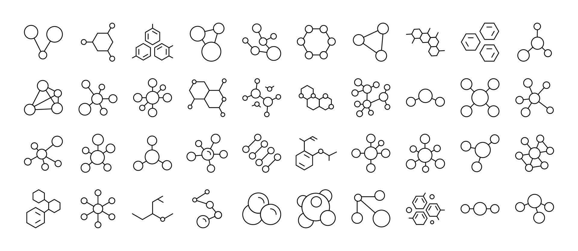 Chemistry Icon Collection. Contains Icons of Atom and Chemical Compounds that Can Be Used for Design of Cards, Posts, Apps, Web Sites vector