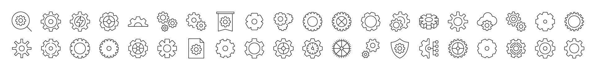 Mechanism and Settings Line Icon Bundle. Modern Collection for Design, Web Sites, Apps, Cards. Contains Linear Images of Gear vector