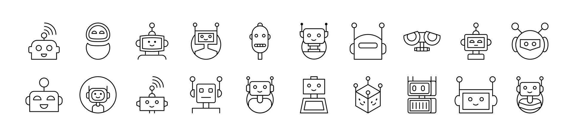 Simple Linear Icon of Robot. Editable Stroke. Minimalistic Linear Pictogram for Design of Cards, Apps, Banners, Posts vector