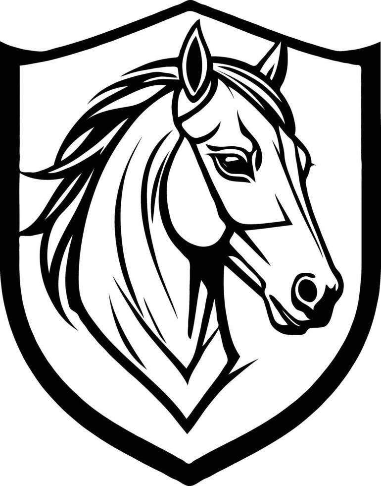 A horse head in the shape of a shield vector
