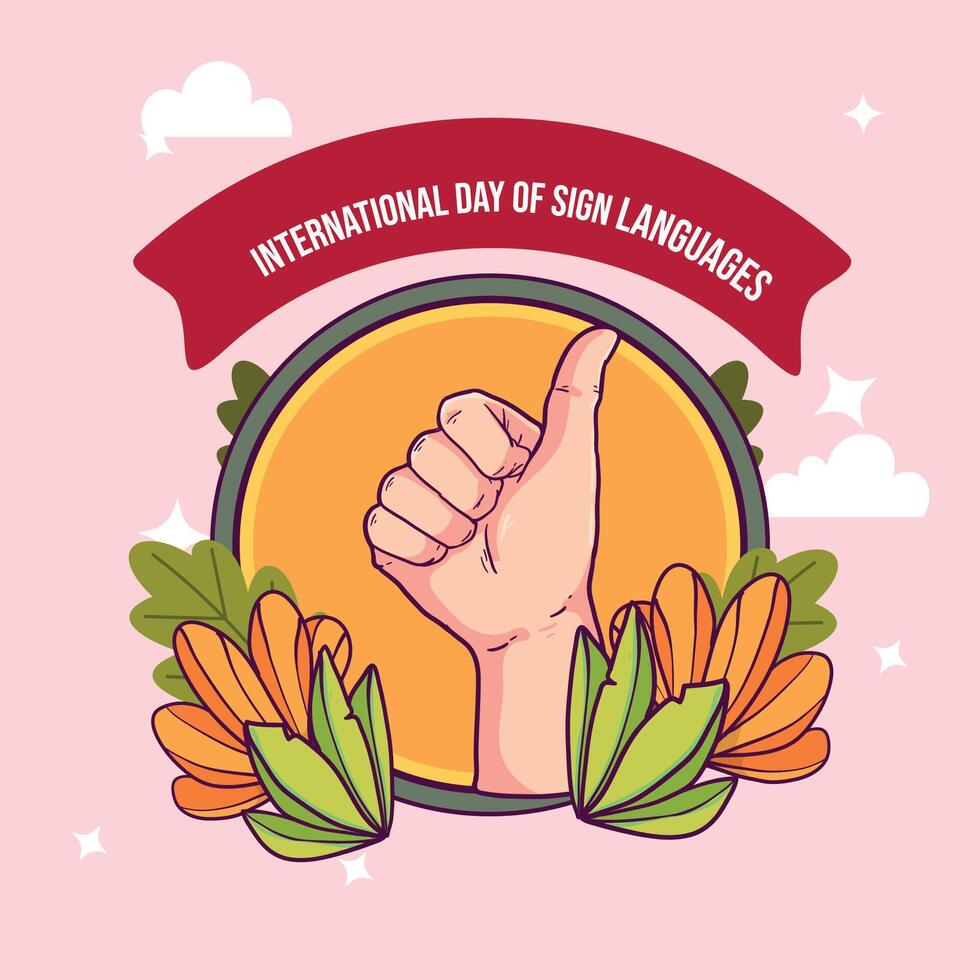 hand draw international day of sign languages illustration vector