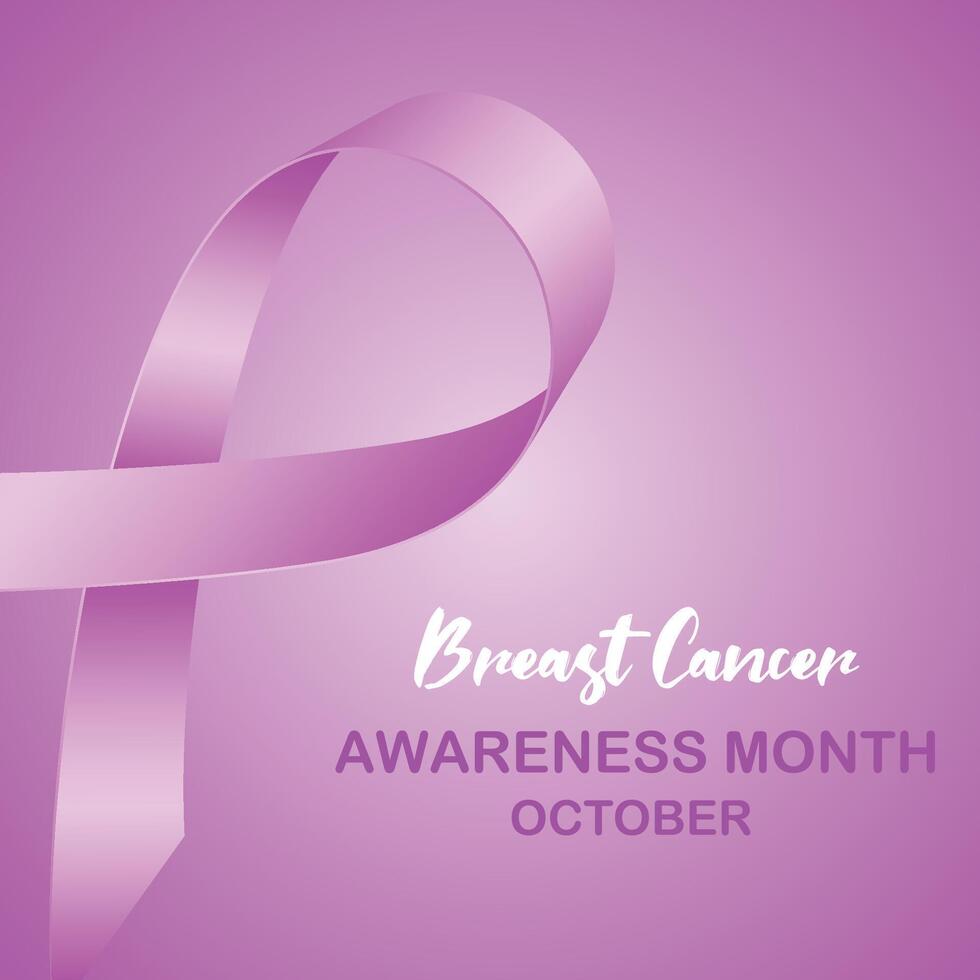 Flat design breast cancer awareness with ribbon vector